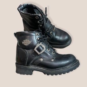 Leather Harley Davidson Buckle Boots
